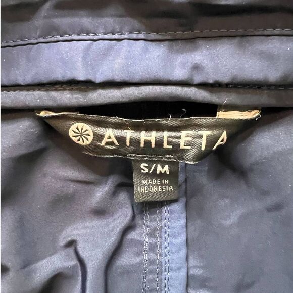 Athleta Navy Blue Hooded Zip Up Pocketed Trench Jacket- S/M - Picture 6 of 15